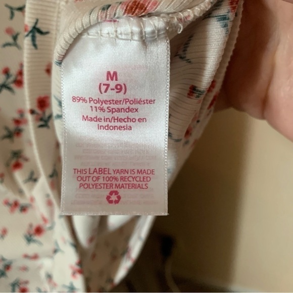 NO Boundaries Crew Ribbed Y2K Ditsy Floral Short Sleeve Top Sz M Juniors Cream - Picture 10 of 13